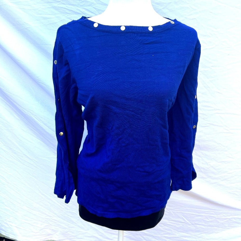 Alfani Blue Blouse with Silver Details